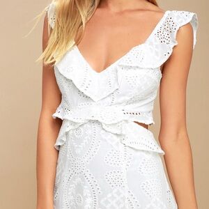 ASTR the Label Elora Ivory Eyelet Cutout Skater Dress